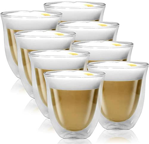 4x Delonghi Cappuccino Kaffee 2er Doppelwandiges Thermoglas