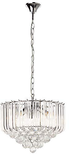 GLOBO Kristall Hänge Leuchte Chrom Pendel Luster Decken Lampe Wohn Zimmer Beleuchtung klar