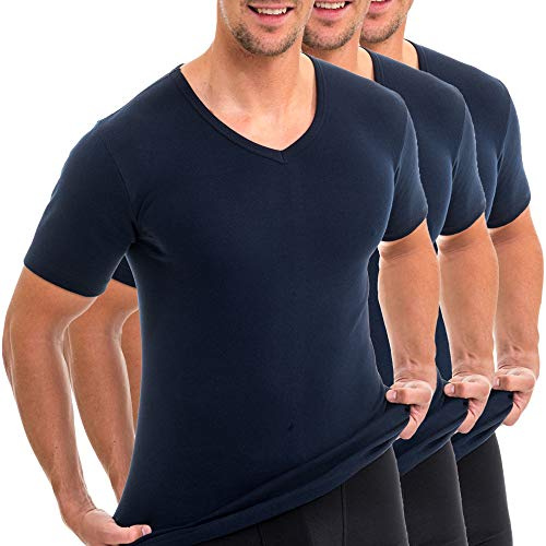 HERMKO 4880 3er Pack Herren Kurzarmshirt | V-Neck | 100% Bio-Baumwolle | Strapazierfähig