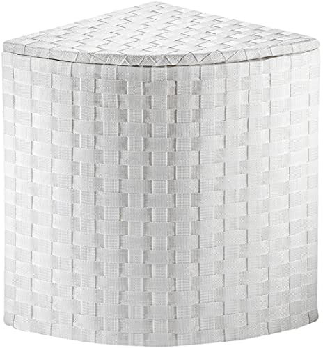 Kobolo Eckwäschebehälter aus Nylongeflecht - Weiß - Handgefertigt - 40 cm x 40 cm x 52 cm