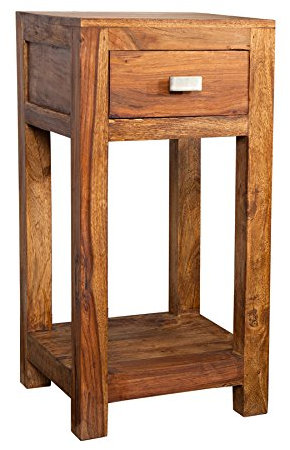 invicta INTERIOR Massiver Design MAKASSAR Beistelltisch Sheesham 70cm Stone Finish Nachttisch Telefontisch Tisch