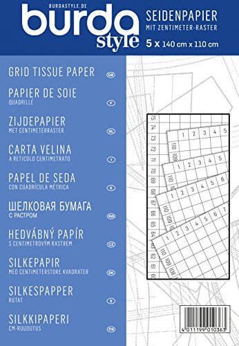 Burda Style Seidenpapier mit Zentimeterraster | Halbtransparent | 5 Blätter 140 x 110 cm - Blau, Einheitsgröße