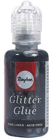 Rayher Glitter-Glue Metallico, Nero Carbone, Flacone 20 Ml, 33840577