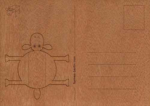 formes Berlin Bastel/Origami - Postkarte aus Holz, Zedernholz, Verschiedene Motive (Schaf/Sheep)