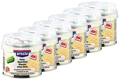 Presto 6X 443503 Holz-Spachtel Holzspachtel Mittelbraun Mischkappe 250 G