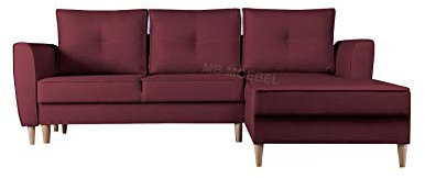 mb-moebel Ecksofa mit Schlaffunktion Eckcouch mit Zwei Bettkasten Sofa Couch Wohnlandschaft L-Form Polsterecke Theo (Malmo 63, Ecksofa Rechts)