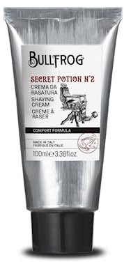 Bullfrog Rasiercreme Secret Potion N.2 Nomad Edition: Sanfte Creme für makellose Rasuren, reichhaltiger Schaum, würziger und bernsteinfarbener Duft, 100 ml
