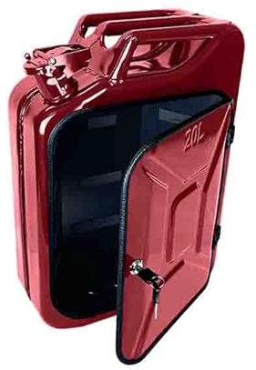 ASOC RED Metal Jerry Can Drinks Cabinet - Mini Bar - Spirits Mixers Glasses Bottles