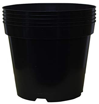 Muddy Hands Pack of 5 Black Plastic Plant Pots Outdoor Garden Round Nursery Herb Flower Planters (10 Litre)