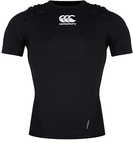 Canterbury Junior Uni Pro Protection Rugby-Weste, schützt Brust und Schultern, atmungsaktiv, leichte und Flexible Schutzweste, Schwarz/Weiß/Silber, LB