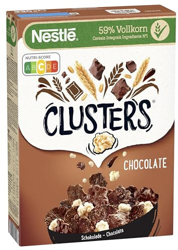 Nestlé CLUSTERS Schokolade, Cerealien aus 59 % Vollkorn, mit Schokolade & Mandeln, enthält Vitamine, Calcium & Eisen, 1er Pack (1x330g)