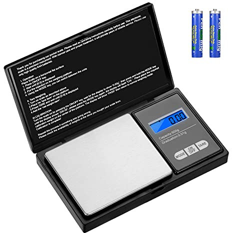 Aurora & Tithonus Digital Précision 500g / 0.01g, Balance de Cuisine en Acier Inoxydable avec écran LCD, pour Peser des Herbes, des Bijoux