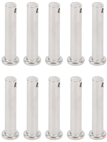 Agatige Unica Foro Perni Cerniera & Copiglie Set, 10 Pz Perni a Foro, M8X40mm Rotondi con Testa in Acciaio Inox Perni Testa Piatta Perno di Posizionamento Perni con Cerniera