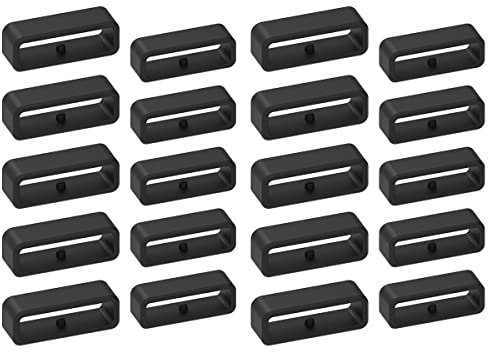 Jrzyhi Unisex Gummi Uhrenarmband Schlaufe Uhrenband Halter Silikon Sichere Schleife Uhrenarmband Bügel Schleifen Verschlussring Silikonband Keeper Armband Silikon Verschluss Ring 20/22mm Schwarz