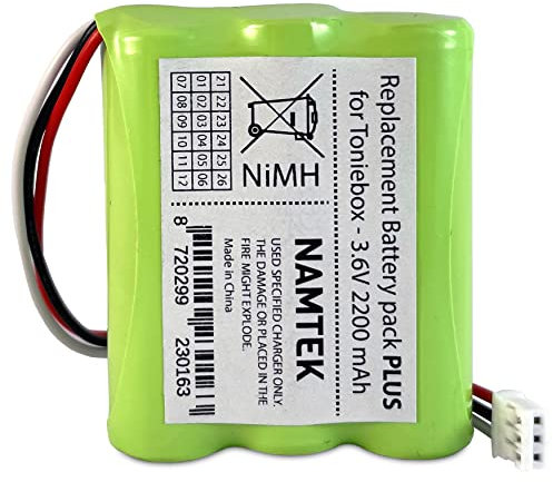 Namtek Ersatzakku - Toniebox Akku Ersatz 50AA5S - Akku-Pack Plus für Toniebox/Ersatzbatterien Tonie Box Lautsprecher Boxen Speaker mit Einbauanleitung - 3.6V, 2200 mAh, NiMH