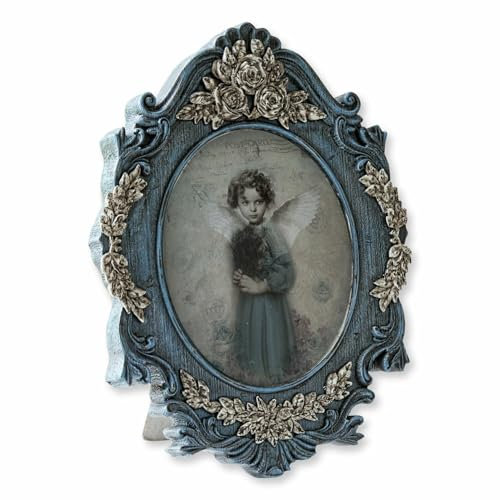 Loberon Bild Kenema, romantisch & nostalgisch, Vintage-Flair, Weihnachtsdeko, Weihnachten, Geschenkidee, Polyresin, Samt, blau