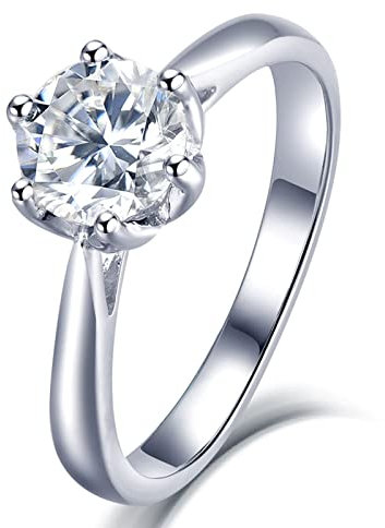 Aotiwe Ehe Ringe Frauen, Zarter Schmuck Damen Krone Weißes Gold Silber mit Rundschliff Zirkonia Größe 60 (19.1)