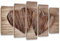 Feeby Dekobild 5 Paneele 200x100 cm Herz Liebe Holz Wanddekoration Kunstdruck Zimmerdeko Bilderwand Rustikal Retro Vintage Braun