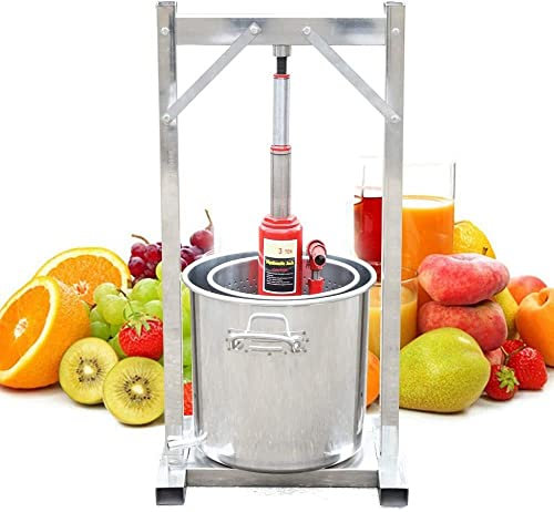 MNSRRN Edelstahl-Trauben-Presse, 12L-Fruchtpresse Apfelsaftmaschine, Obstschleifer Weinpresse, Mühle Weinbrecher mit hydraulischer Jack