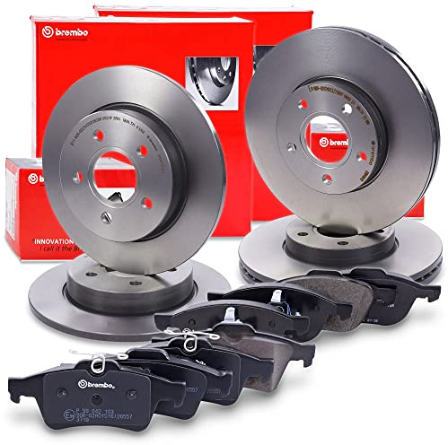 BREMBO Coated Disc Line Bremsenset inkl. Bremsscheiben Vorne Ø 278 mm Belüftet + Hinten Ø 265 mm Voll + Bremsbeläge Vorne und Hinten Kompatibel mit FORD C-MAX, FOCUS C-MAX, FOCUS Mk2,