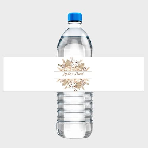 Lot de 30 étiquettes personnalisées pour bouteilles d'eau, emballages de bouteilles, étiquettes de mariage, baptême, anniversaire, fête prénatale, décoration de fête (d)