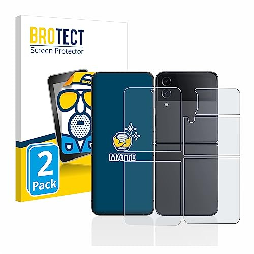 BROTECT Entspiegelungs-Schutzfolie für Samsung Galaxy Z Flip 4 (Display+Rückseite) (2 Stück) Matte Displayschutz-Folie, Anti-Fingerprint
