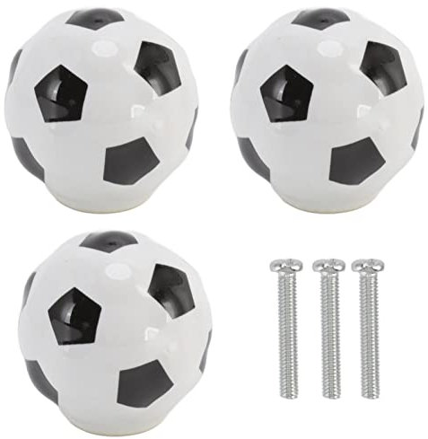 3 Set Football Cabinet Knobs Ball Sports Theme Single Hole Ceramic Drawer Handle Pulls for Cupboard Wardrobe