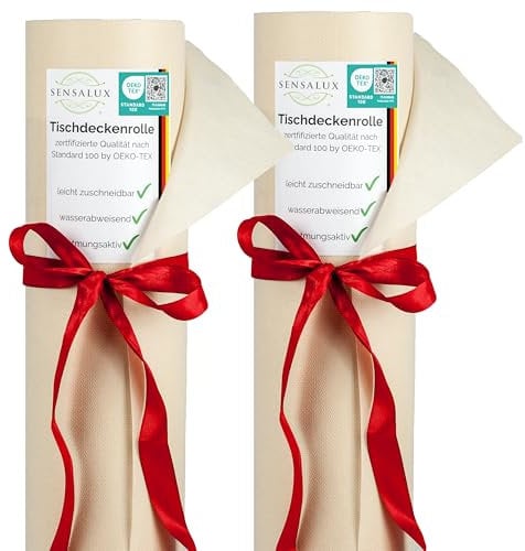 Sensalux Tischdeckenrollen-Set, 2 Stück, stoffähnliches Vlies, Event, Geburtstagsfeier, 1,18m x 10m Creme