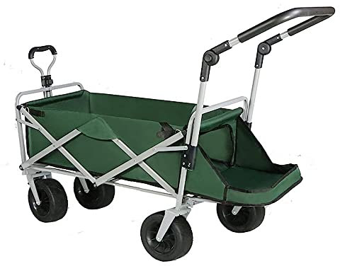 KNOXC Trolleys, Outdoor Trolley Camper Camp Car Folding Trolley Fischerei Einkaufsbuggy Trailer Alle Gelände Mit 100 Kg Hoher Kapazität Tragen/Dunkelgrün
