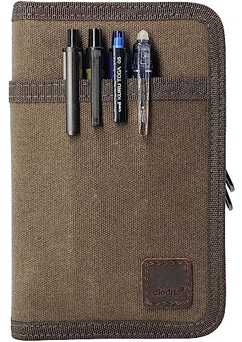 diodrio Feldnotizbuch-Abdeckung für 3,3 x 5,5 Pocket Notebook Journal mit Stifthalter, wasserabweisende Reißverschlussabdeckung für 8,9 x 14,9 cm Feld-Tagebuch, Planer, Skizzenbuch, gewachste