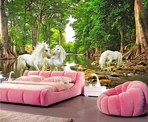 Wallpaper Home Accessories Fixed Body Unicorn Wood Oil Painting Background Living Room Bedroom Tv Background 3 Decoration Mural Custom 3d wallpaper paste living room the wall for bedroom-400cm×280cm