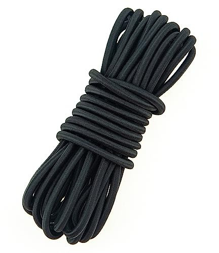 4MM Black Elastic Cord 5 Meter Elastic String Bungee Cord Round Stretchy Cord Bungee Rope Multifunctional Drawstring Elastic for Backpack Tent Poles DIY Craft Projects Camping