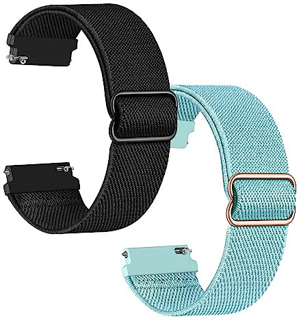 Polyjoy 2 Stück Kinder Nylon Armbänder kompatibel mit Anio 5/Anio 6 Armband, Weiches, dehnbares Mädchen Jungen Ersatzbänder für Anio 5/Anio 6-Schwarz+Wasserblau