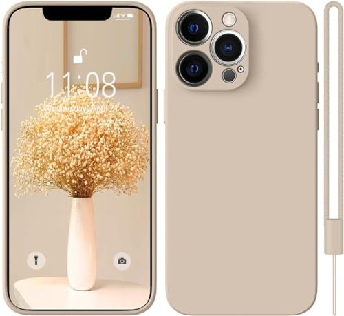 KPPIT Silicone Case Compatible with iPhone 13 Pro 6.1 inch Protective case,Ultra Slim Soft Gel Anti-Scratch,Microfiber Lining,Rubber Shockproof Case Cover for iPhone 13 Pro Light Khaki