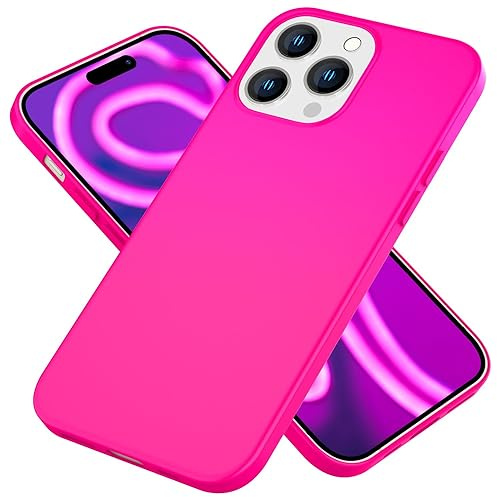 NALIA Neon Silikonhülle für iPhone 15 Pro - Soft-Touch - Hülle, Pink | Stoßdämpfer in den Ecken, Erhöhter Kamerarand, Kaschiert Fingerabdrücke, Präziser Tastendruck, Griffsicherer Halt
