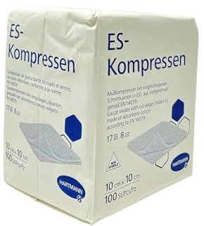 Hartmann ES Mullkompressen, unsteril, 10 x 10 cm, 17-fädig, 8-fach, Art. 4078254 (1 x 100 Stück)