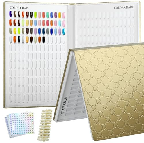 Vnjaoi 308 colores libro de patrones de uñas con 360 consejos de uñas, tarjeta de color de uñas profesional, expositor de tarjetas, libro de esmalte de gel, ejercicio de pintura de uñas, tablero de di