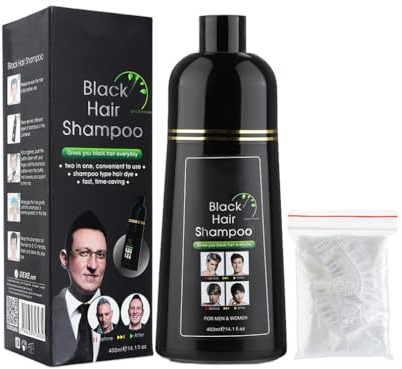 HADAVAKA Champú Instantáneo para Oscurecer el Cabello Negro, Tinte Semipermanente para Hombres y Mujeres, Champú para Cubrir el Pelo Gris y Blanco, 400ml