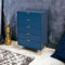 Design By Pepper Five Drawer Navy Blue Cabinet With Rose Gold Handles Bedroom Storage Solution Living Room Furniture