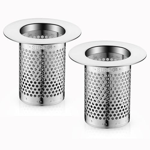 2 Unidades Rejilla de Fregadero de Acero Inoxidable – 5,5 x 5cm - colador para fregaderos, desagües de Cocina, lavabos de baño, colador de Pelo Ducha, bañera, práctico para desagües