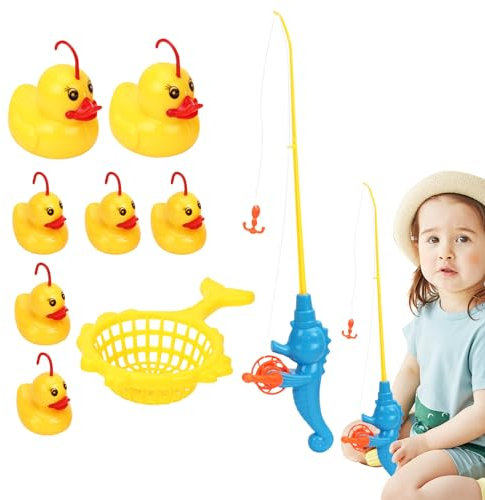 Hook A Duck Badespiel, Entenhakenspiel, Badewannen-Enten-Angelspielzeug, Leuchtendes Induktions-Gummi-Entenspielzeug-Set Mit Stange, 7 -Enten
