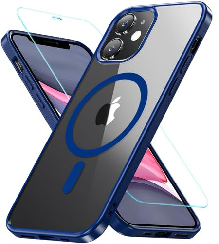 OWKEY Magnetic for iPhone 11 Case, [Compatible with MagSafe & Military-Grade Protection] with Screen Protector, Anti-Yellowing Shockproof Protective Phone Case for iPhone 11 6.1 Inch (Blue)