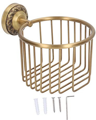 Vintage Toilet Paper Holder, Toilet Roll Holder Wall Mounted Bathroom Roll Tissue Wire Basket Brass Tissue Dispenser Wall Mount Paper Towel Rack for Bathroom