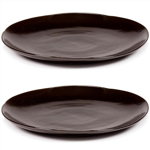 Assiettes à dîner marron foncé | La Mère vaisselle de Marie Michielssen | Set de vaisselle pour 2 | Assiettes en grès résistant aux micro-ondes | Set de vaisselle | Ensemble de vaisselle de table