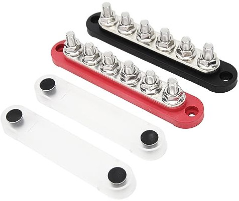 2-Teilige Batterie-Sammelschiene,M8 6-Kanal-Stromklemmen-Verteilerblock,Marine-Batterie-Sammelschiene Für Fahrzeug-Solarsysteme,Sammelschiene Verteilerblock(12 V–48V, 150A)