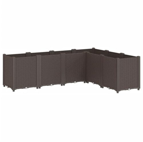 vidaXL Pflanzkübel, Blumenkübel Rattan-Optik, Pflanzkasten Blumenkasten für Garten Terrasse, Hochbeet Blumenbeet Pflanzbeet L-Form, Braun PP