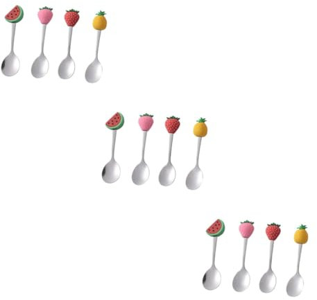 OUNONA 12 Stk Obstlöffel für Kinder Mini-Kugeln süßer Teelöffel kinderlöffel göffel kinder Dekor schöner Löffel Dessertlöffel niedlich Eisportionierer Rührstab Rührlöffel Kuchenlöffel