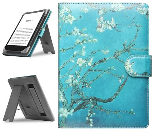 HoYiXi Custodia Universale Compatibile con 6-6.8'' Kobo/PocketBook/Tolino/Sony E-Book Reader 6.8'' Kindle Paperwhite/6 Nuovo Kindle 2022 & 2019/Kobo Clara HD/Kobo Clara 2E Cover con Stand,fiore.