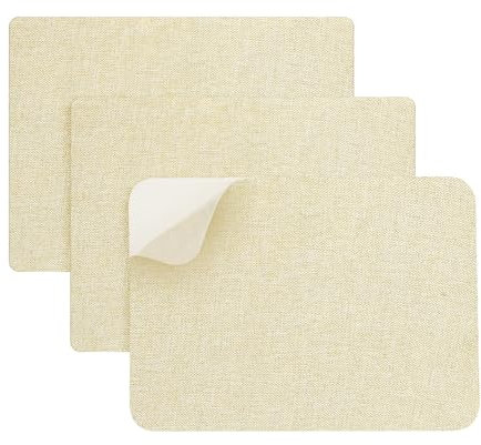 3 Stück Sofa Reparatur Flicken Selbstklebender Leinenflicken 20 x 28cm Leinwandflicken für die Reparatur von Sofa Möbelbezügen Rucksäcken (Cremefarben)