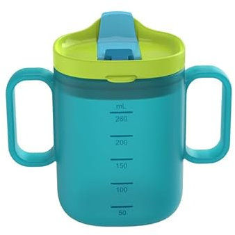 Drinking Cups for Elderly | Elderly Spill Proof Cups | 300ml Unspillable Cup with Handles - Water Bottle, Drinking Cup with Lid and Straw for Elderly Maternity Drink Water Porridge Soup (Green)